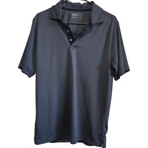 Bolle Mens Performance Polo Shirt Charcoal Gray Textured Short Sleeve Size L
